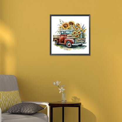 Sunflower Classic Car - Full Round Drill Diamond Painting 30*30CM