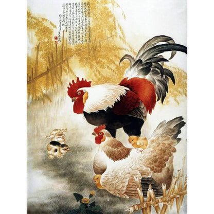 Rooster And Hen - Full Round Drill Diamond Painting 30*40CM