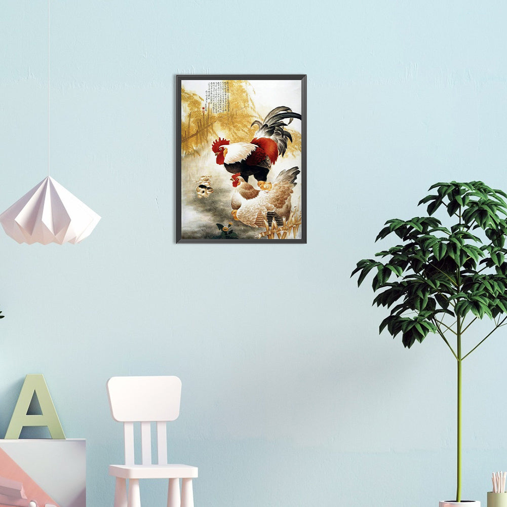 Rooster And Hen - Full Round Drill Diamond Painting 30*40CM