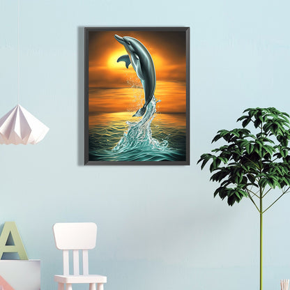 Jumping Dolphin - Full Round Drill Diamond Painting 40*60CM