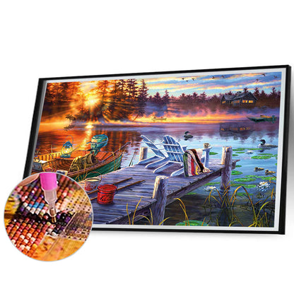 Mountain Lake - Full Round Drill Diamond Painting 70*50cm