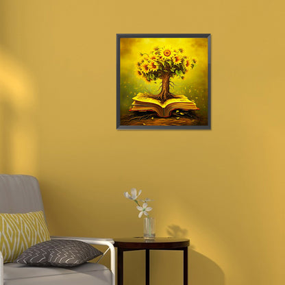 Book And Sunflower - Full Round Drill Diamond Painting 30*30CM