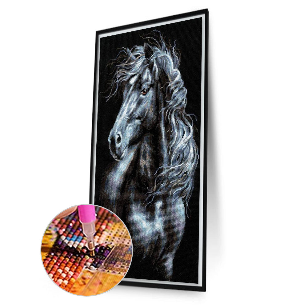 Mosaic Black And White Horse - Full Square Drill Diamond Painting 40*70CM