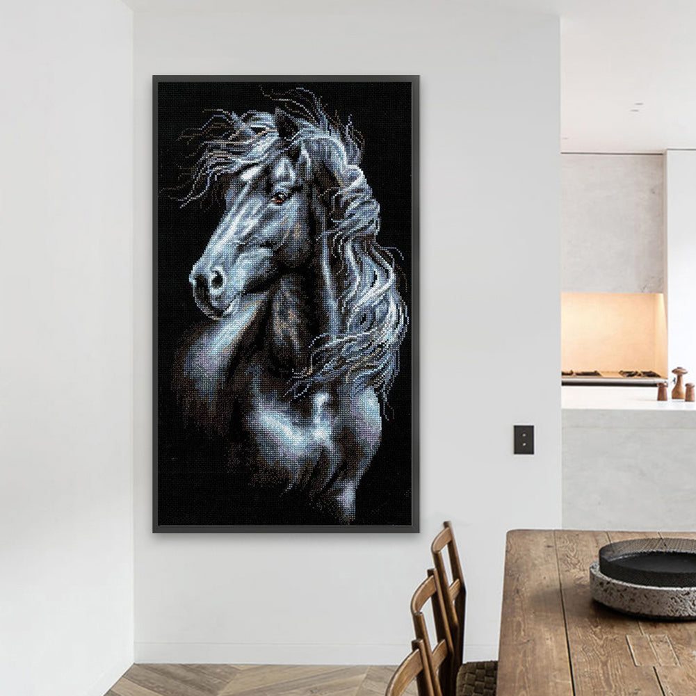 Mosaic Black And White Horse - Full Square Drill Diamond Painting 40*70CM