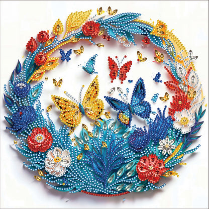 Paper Flowers And Butterflies - Special Shaped Drill Diamond Painting 30*30CM