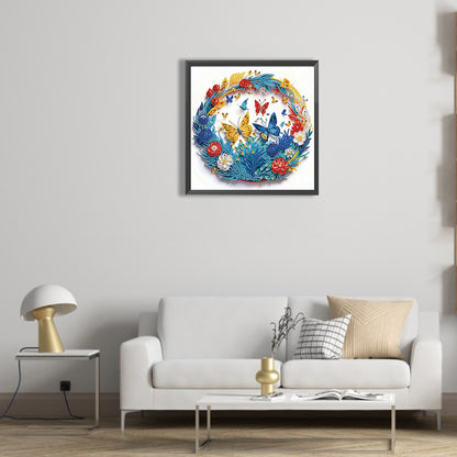 Paper Flowers And Butterflies - Special Shaped Drill Diamond Painting 30*30CM