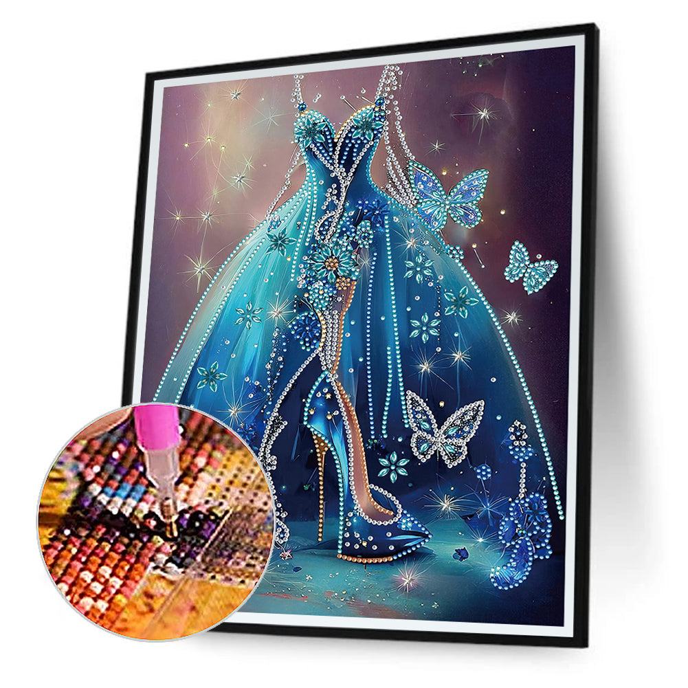 Blue Wedding Dress - Special Shaped Drill Diamond Painting 30*40CM