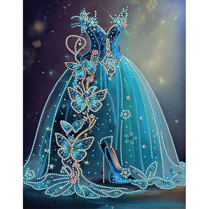 Blue Wedding Dress - Special Shaped Drill Diamond Painting 30*40CM