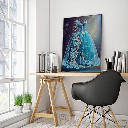 Blue Wedding Dress - Special Shaped Drill Diamond Painting 30*40CM