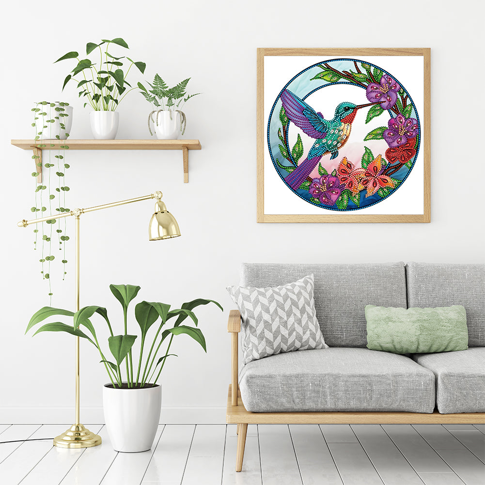 Hummingbird Glass Painting - Special Shaped Drill Diamond Painting 30*30CM