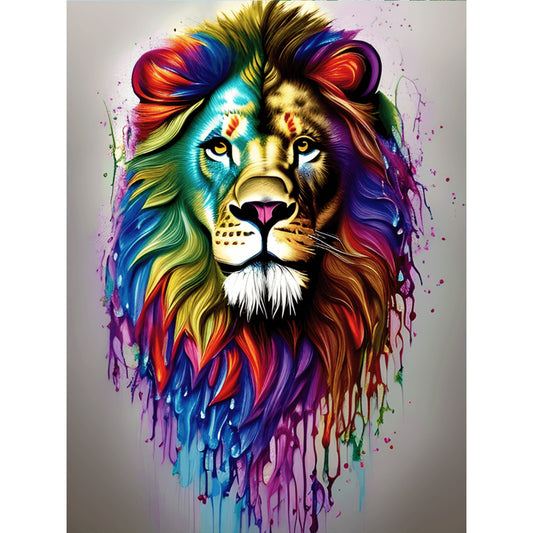 Painted Lion Head - Full Round Drill Diamond Painting 30*40CM