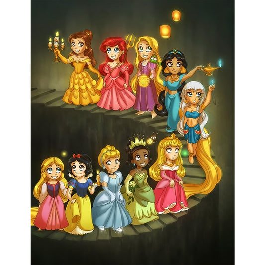 Disney Princess-Q Version - Full Round Drill Diamond Painting 50*65CM