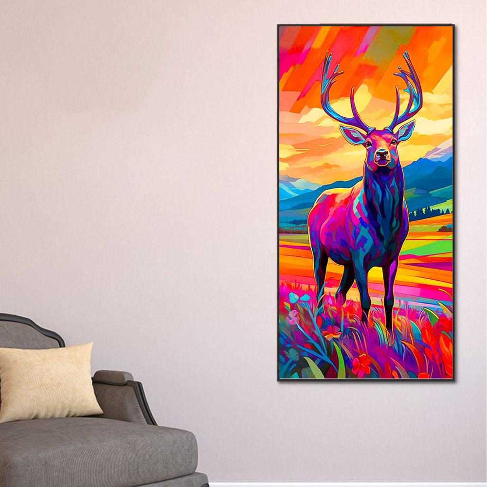 Colored Deer - Full Round Drill Diamond Painting 40*80CM