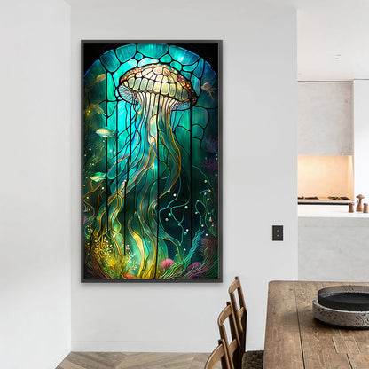 Deep Sea Jellyfish Glass Painting - Full Square Drill Diamond Painting 40*70CM