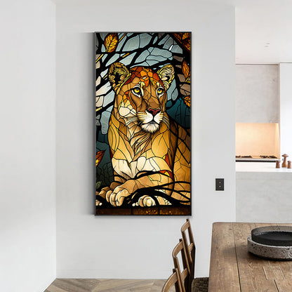 Lion Glass Painting - Full Round Drill Diamond Painting 40*70CM