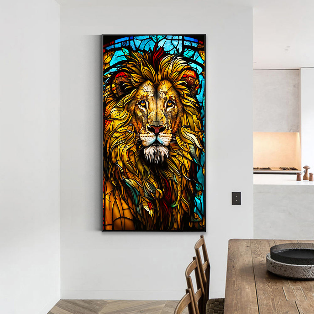 Lion Glass Painting - Full Round Drill Diamond Painting 40*70CM