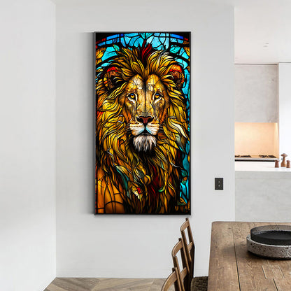 Lion Glass Painting - Full Round Drill Diamond Painting 40*70CM