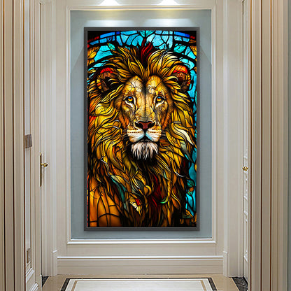 Lion Glass Painting - Full Round Drill Diamond Painting 40*70CM