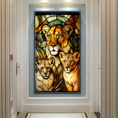 Lion Glass Painting - Full Round Drill Diamond Painting 40*70CM