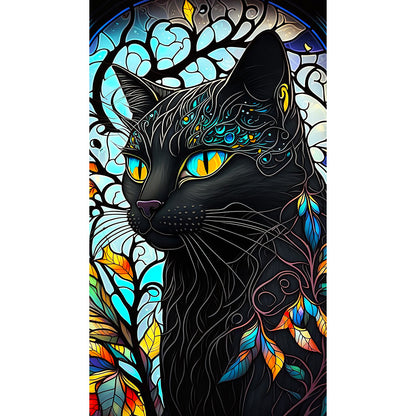 Black Cat Glass Painting - Full Round Drill Diamond Painting 40*70CM