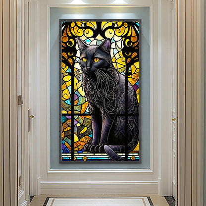 Black Cat Glass Painting - Full Round Drill Diamond Painting 40*70CM