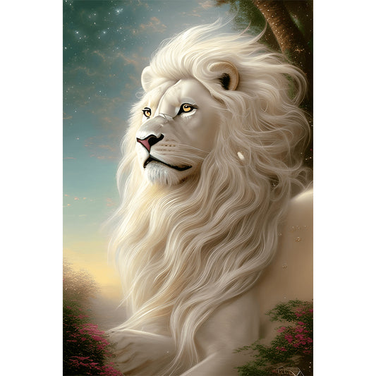 White Lion - Full Round Drill Diamond Painting 40*60CM