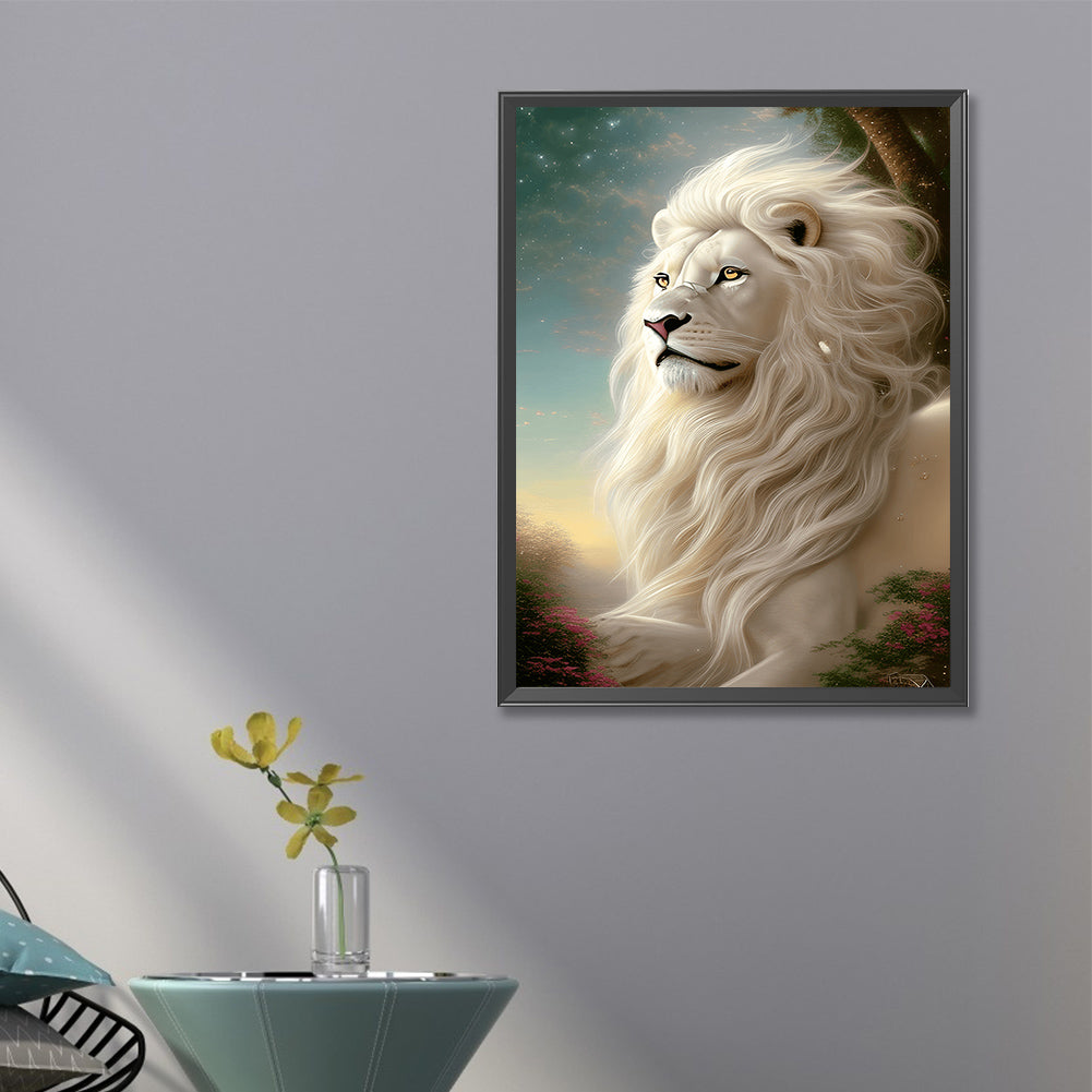 White Lion - Full Round Drill Diamond Painting 40*60CM
