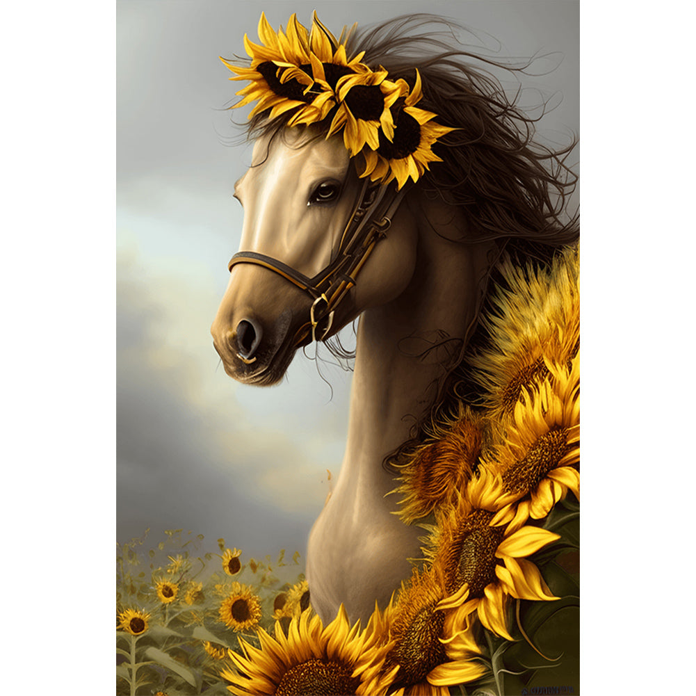 Sunflower Horse - Full Round Drill Diamond Painting 40*60CM