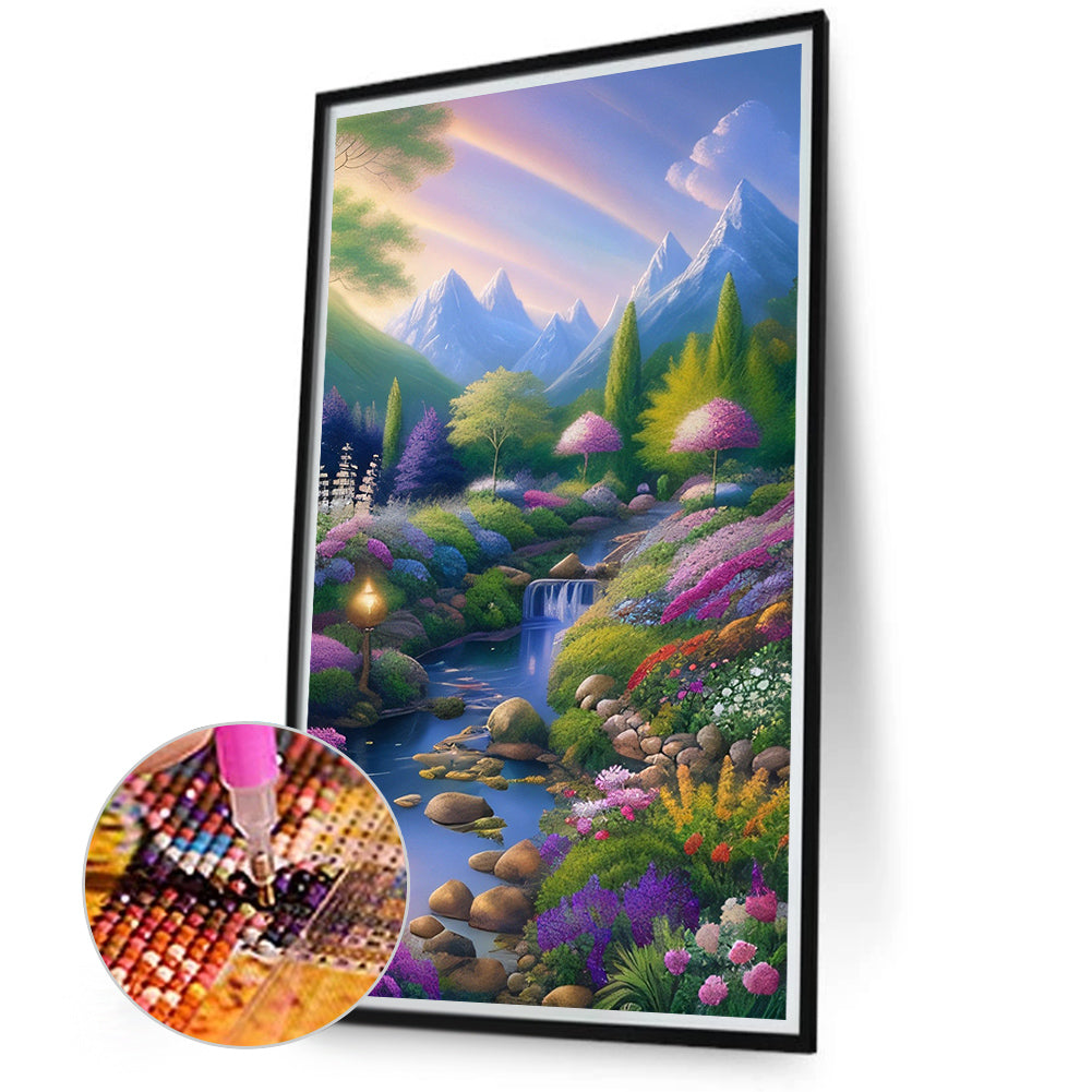 Mountain Scenery - Full Round Drill Diamond Painting 50*90CM