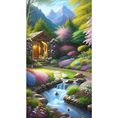 Mountain Scenery - Full Round Drill Diamond Painting 50*90CM