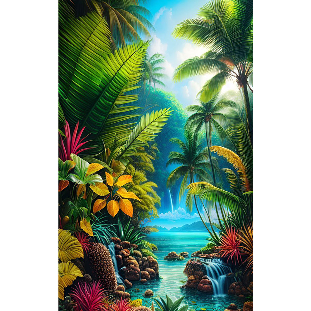 Forest Landscape - Full Round Drill Diamond Painting 50*80CM
