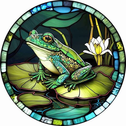 Frog Painted On Round Plate Glass - Full Round Drill Diamond Painting 30*30CM