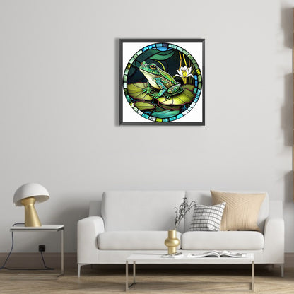 Frog Painted On Round Plate Glass - Full Round Drill Diamond Painting 30*30CM