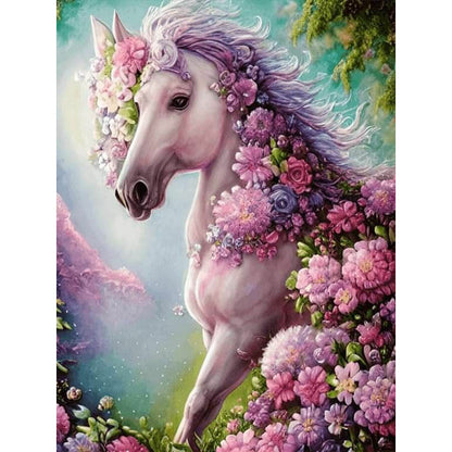 Flower Horse - Full Round Drill Diamond Painting 40*50CM