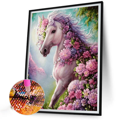 Flower Horse - Full Round Drill Diamond Painting 40*50CM