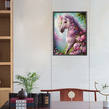 Flower Horse - Full Round Drill Diamond Painting 40*50CM