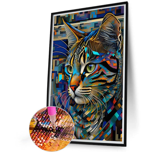 Colorful Abstract Cat - Full Round Drill Diamond Painting 40*60CM