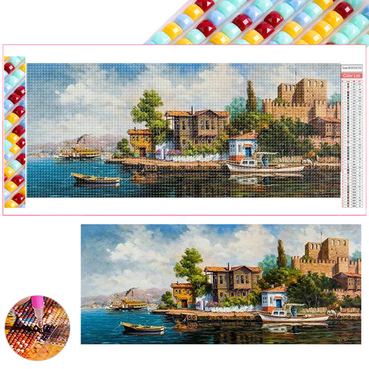 Towns By The Coast - Full Square Drill Diamond Painting 70*30CM