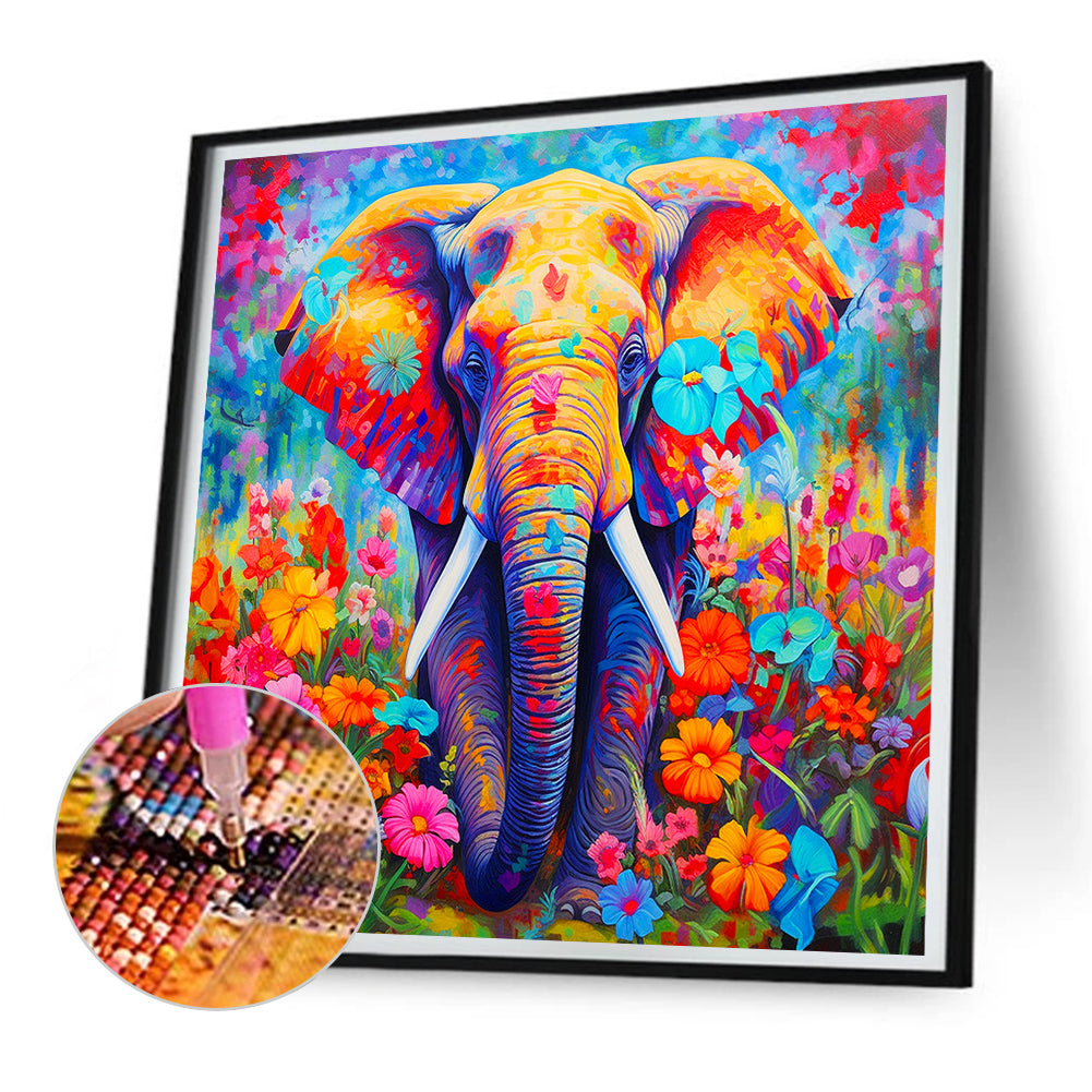 Colorful Elephant - Full Round Drill Diamond Painting 30*30CM