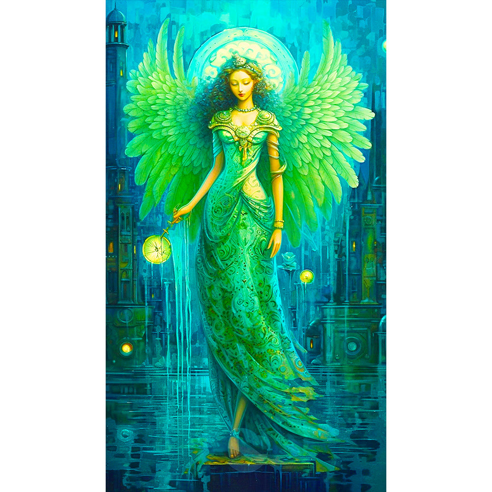 Green Angel Girl - Full Round Drill Diamond Painting 40*70CM