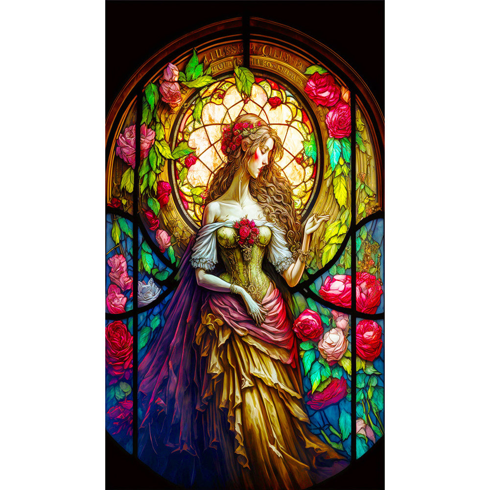 Glass Painting Girl - Full Round Drill Diamond Painting 40*70CM