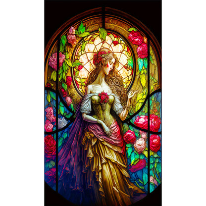 Glass Painting Girl - Full Round Drill Diamond Painting 40*70CM