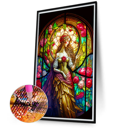 Glass Painting Girl - Full Round Drill Diamond Painting 40*70CM