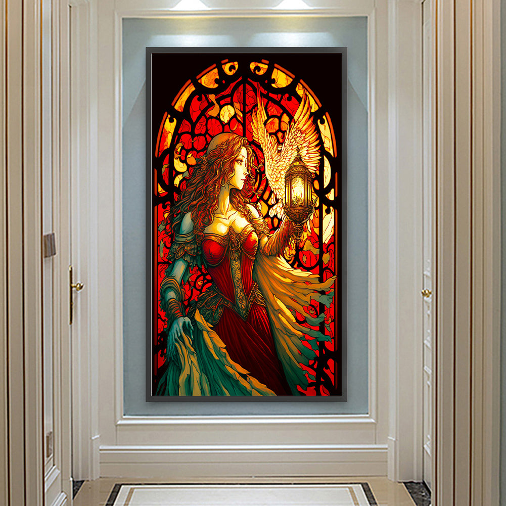 Glass Painting Adventure Girl - Full Round Drill Diamond Painting 40*70CM