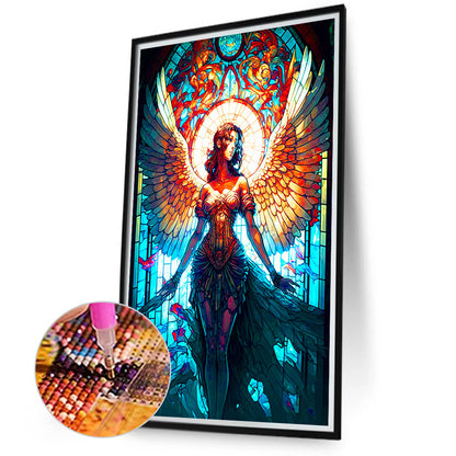 Glass Painting Angel Girl - Full Round Drill Diamond Painting 40*70CM