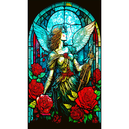 Glass Painting Warrior Angel Girl - Full Round Drill Diamond Painting 40*70CM