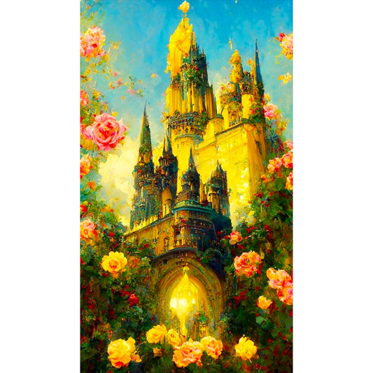 Rose Castle - Full Round Drill Diamond Painting 40*70CM