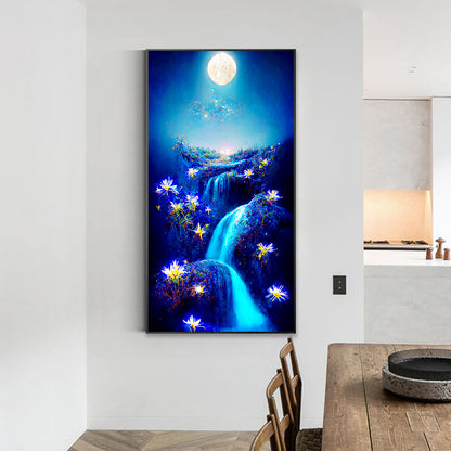 Cliff Night View - Full Round Drill Diamond Painting 40*70CM