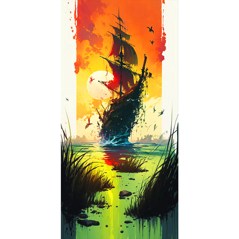 Lone Shadow Sailing - Full Round Drill Diamond Painting 40*80CM