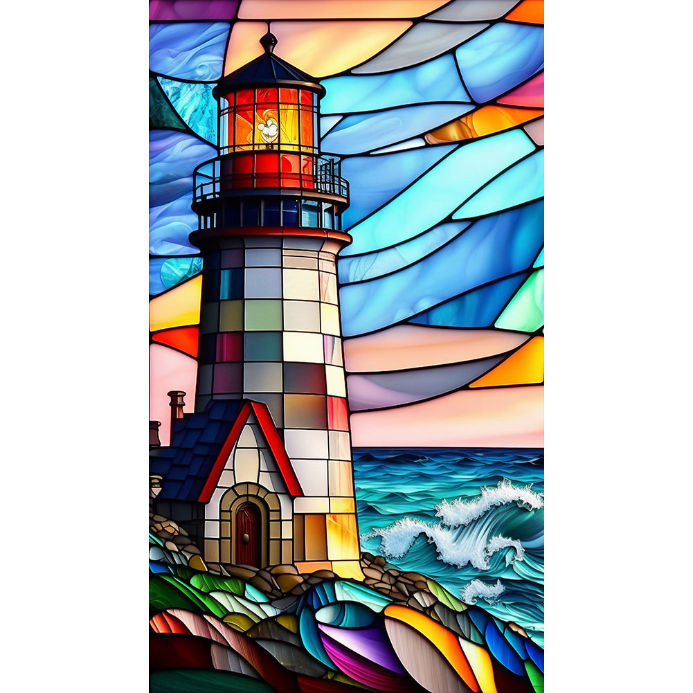 Lighthouse Glass Painting - Full Round Drill Diamond Painting 40*70CM